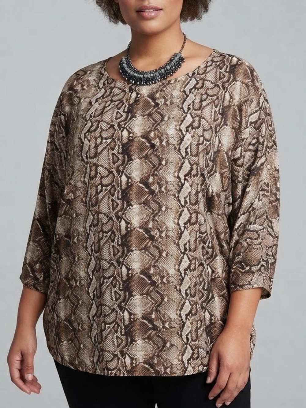 😍CLEARANCE - GEORGE  Brown Snake-Print Blouse XXL